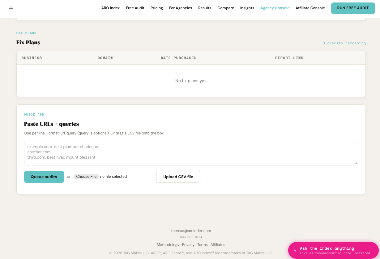 Adding client domains and queries into the ARO research queue